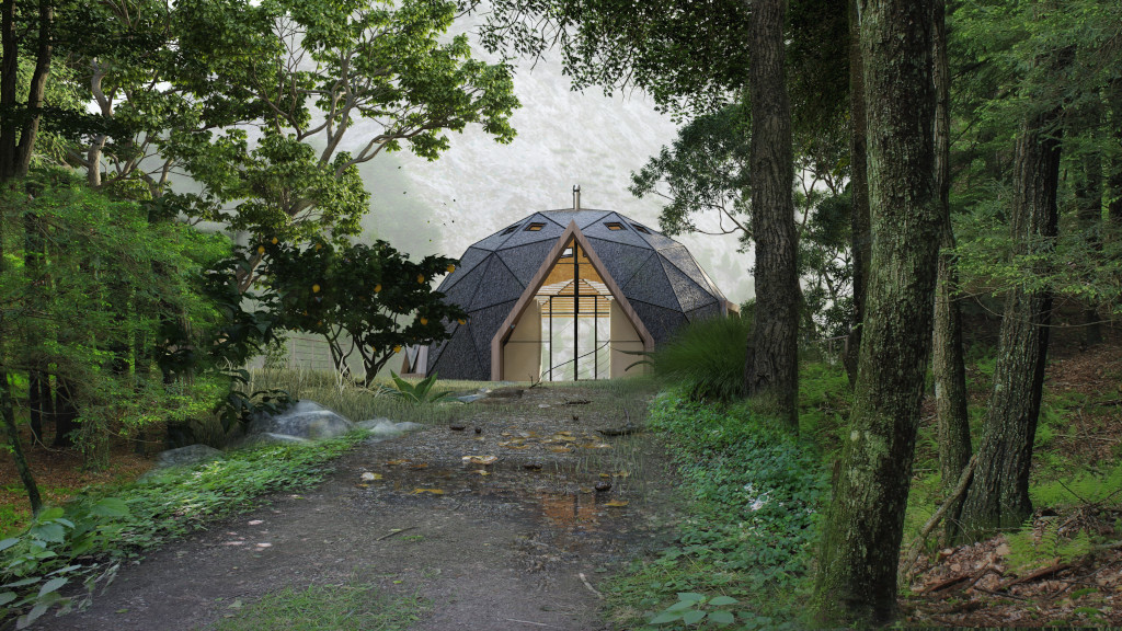 Perspective 3D illustrant une maison en forêt | Image illustrant la prestation conception architecturale du site de l'atelier NDL Architecture